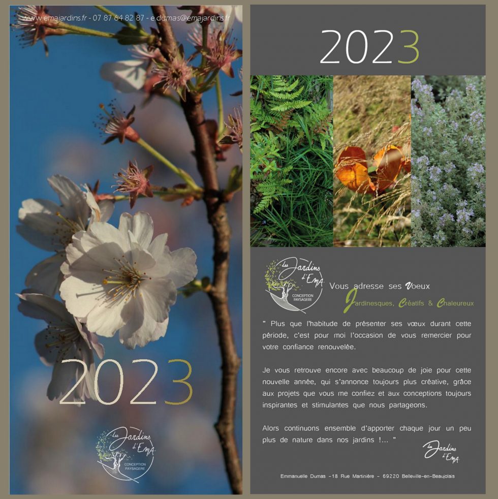 carte de voeux 2023, pour clients de projets de jardins