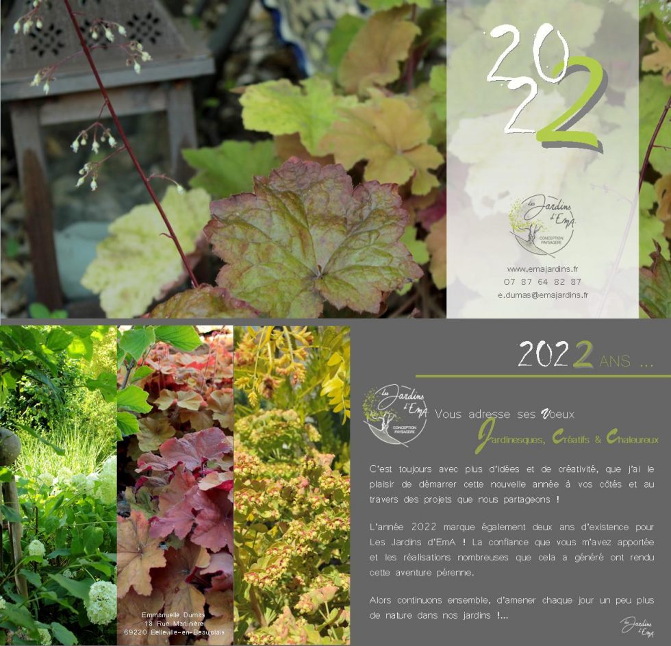 carte de voeux 2022, pour clients de projets de jardins