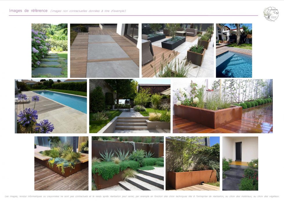 Planche d'ambiances et d'inspirations pour l'aménagement d'un jardin à Villefranche.